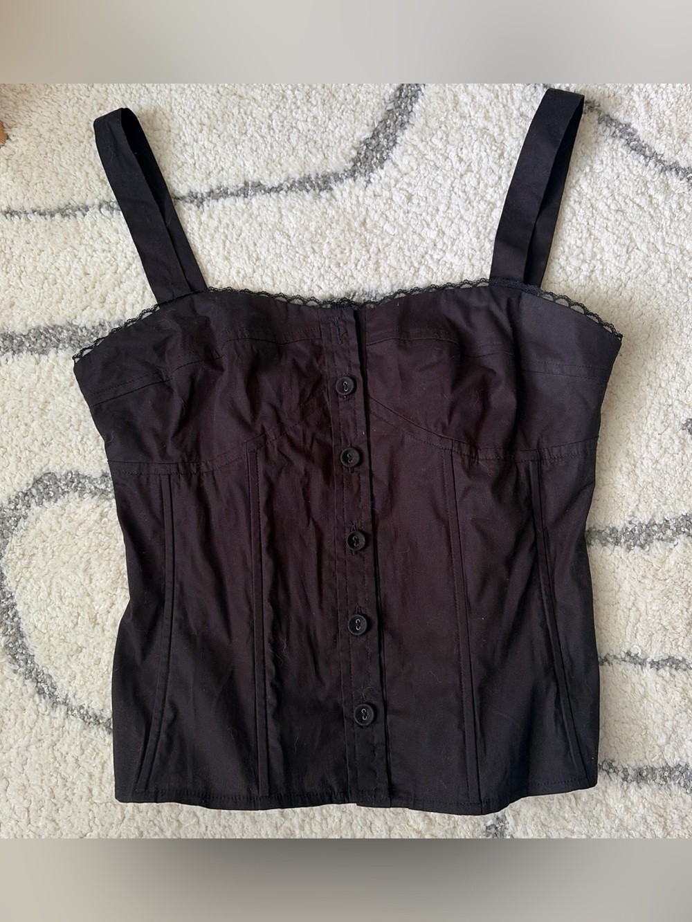 Vintage Y2K Guess Authentic Jeans Black Button-Front Corset Camisole